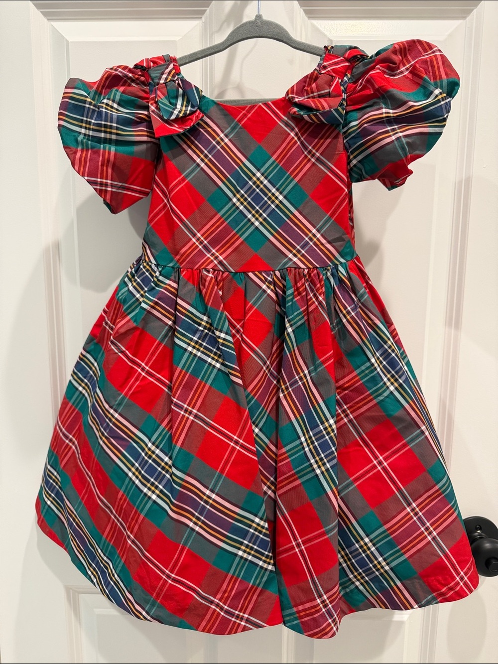 Classic Red Plaid Puff-Sleeve Toddler Girl size 3 Dress